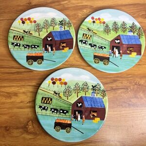 Bath Body Works Holiday‎ 1998 Set of 3 Plates Grandma Beaty Art Farmhouse Amish